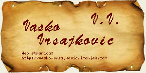 Vasko Vrsajković vizit kartica